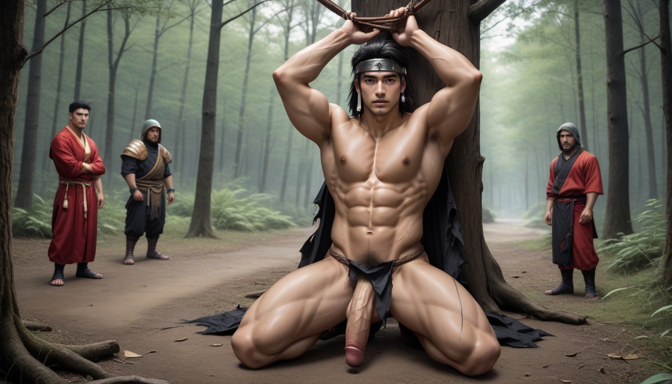 Kneeling, Japanese, Naked Body AI Gay Porn