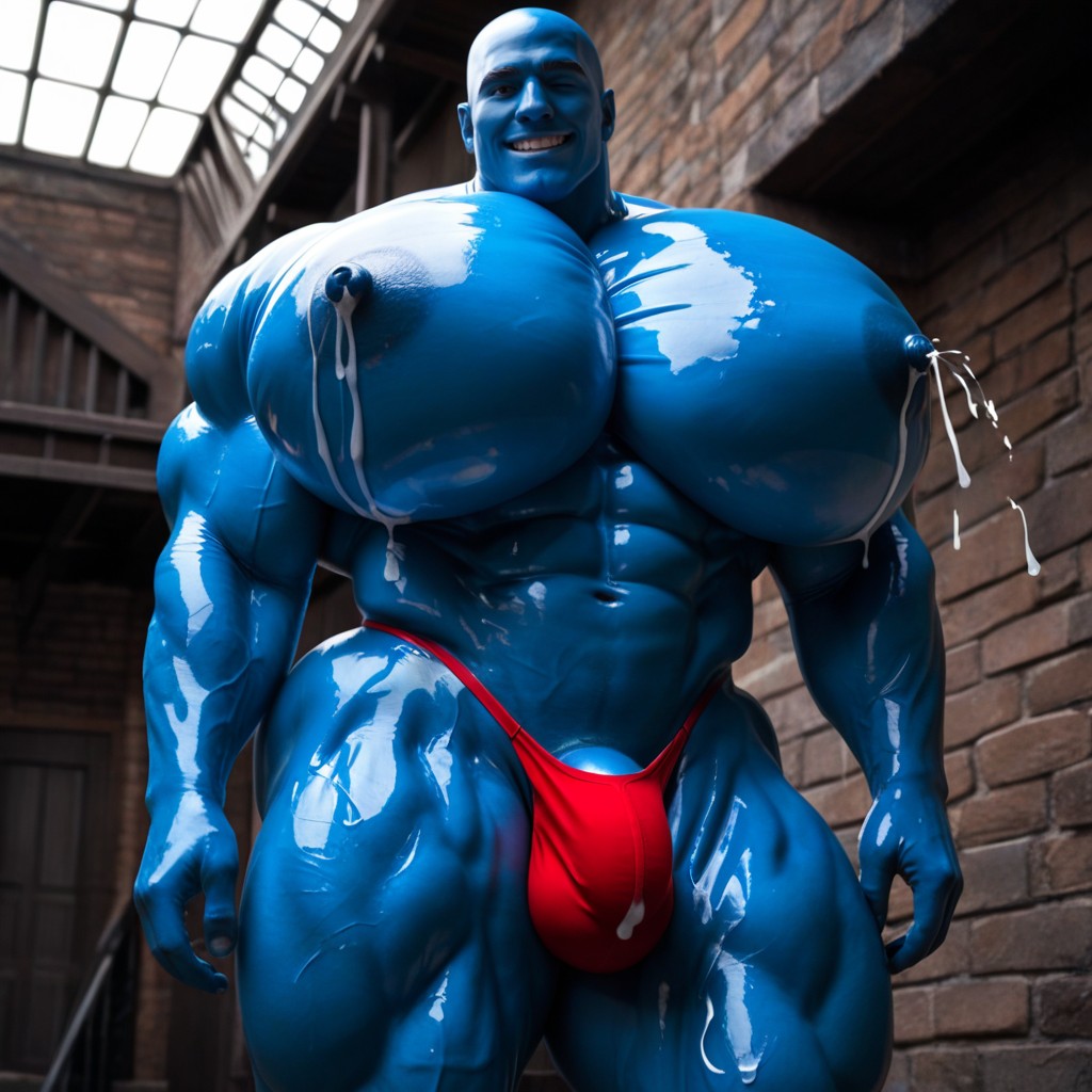 Wide Angle, Arms Behind Back, Muscular AI Gay Porn