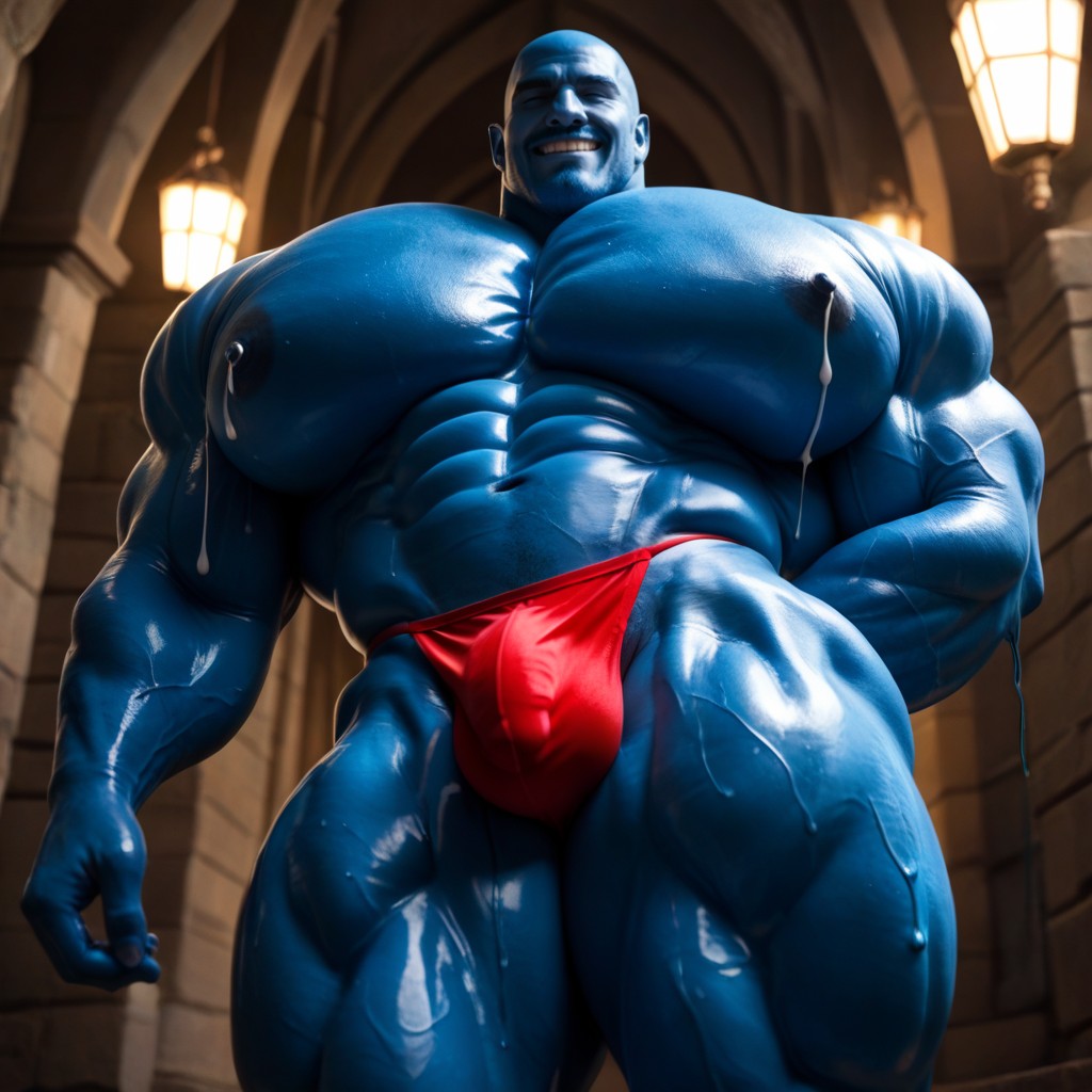 Wide Angle, Arms Behind Back, Muscular AI Gay Porn