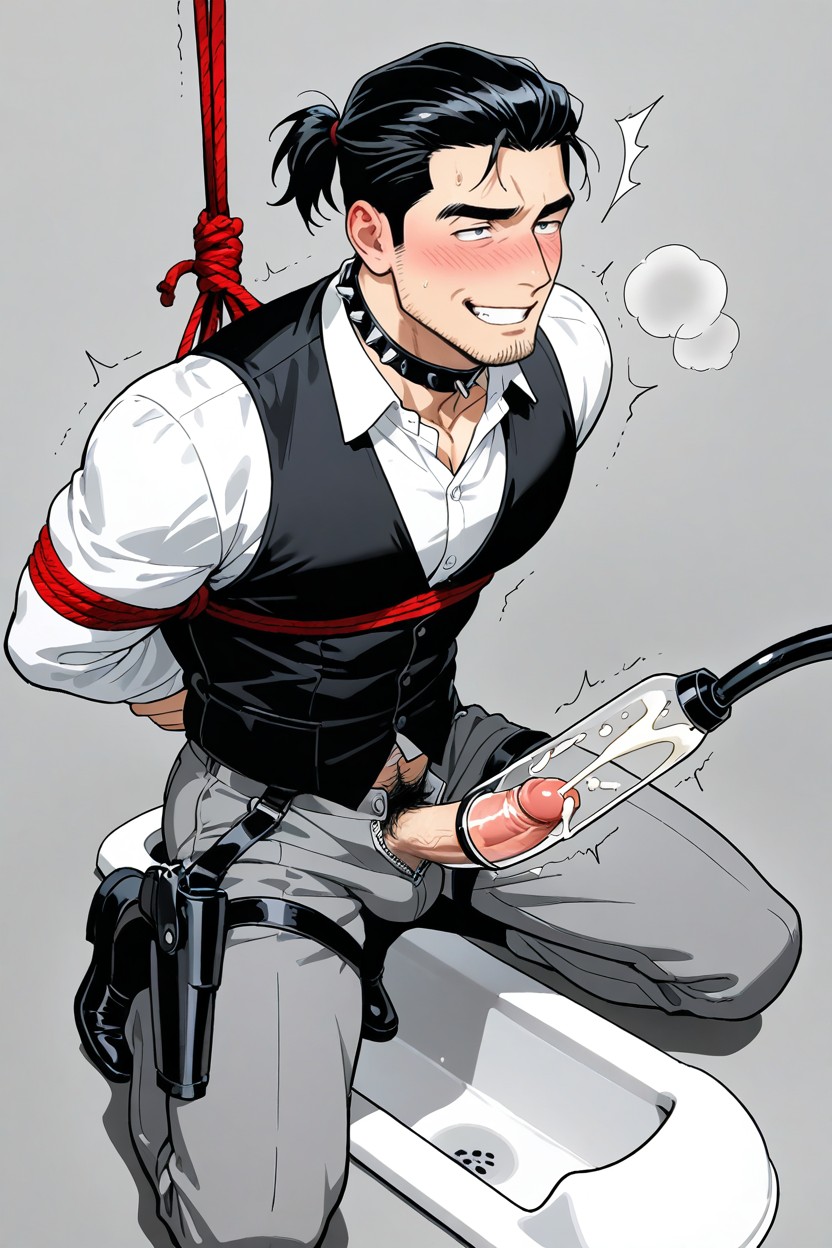 Milking Machine Attached To Penis Pump, Foot Tall Goth Motorcycle Biker In Bondage, Pale Skin AI Gay Porn