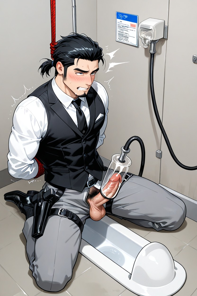 Pale Skin, And Grey Office Pants, Fit AI Gay Porn