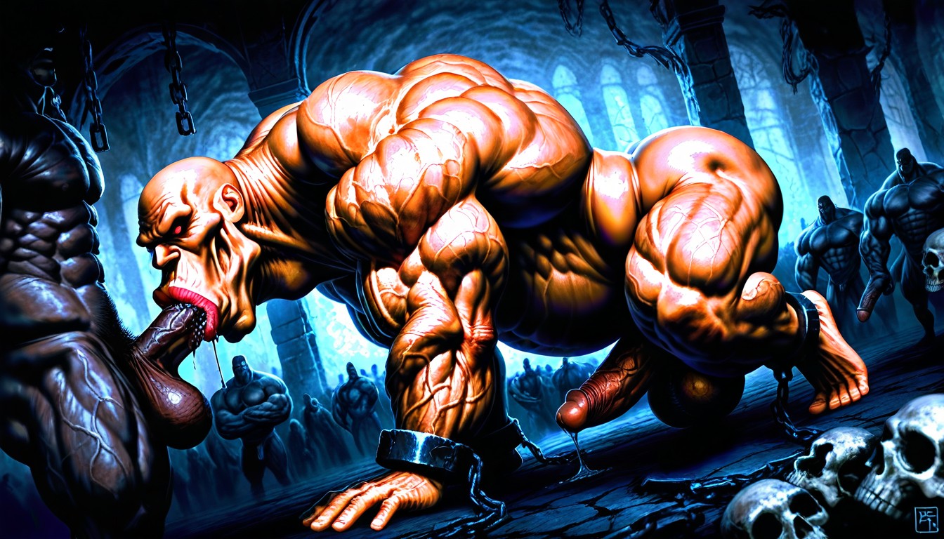 Huge Balls, Mighty Man, Squatting AI Gay Porn