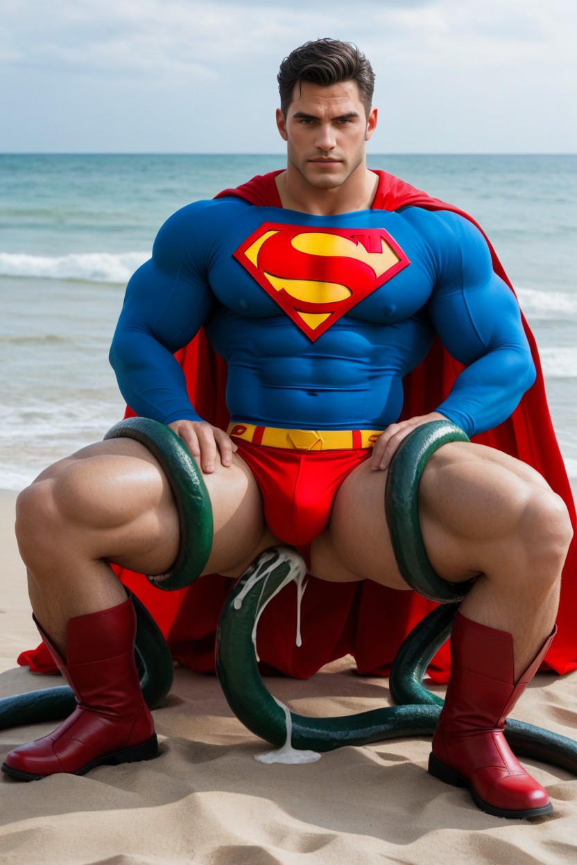 More Muscles, Huge Cock Tenting Red Briefs, Yellow Belt AI Gay Porn