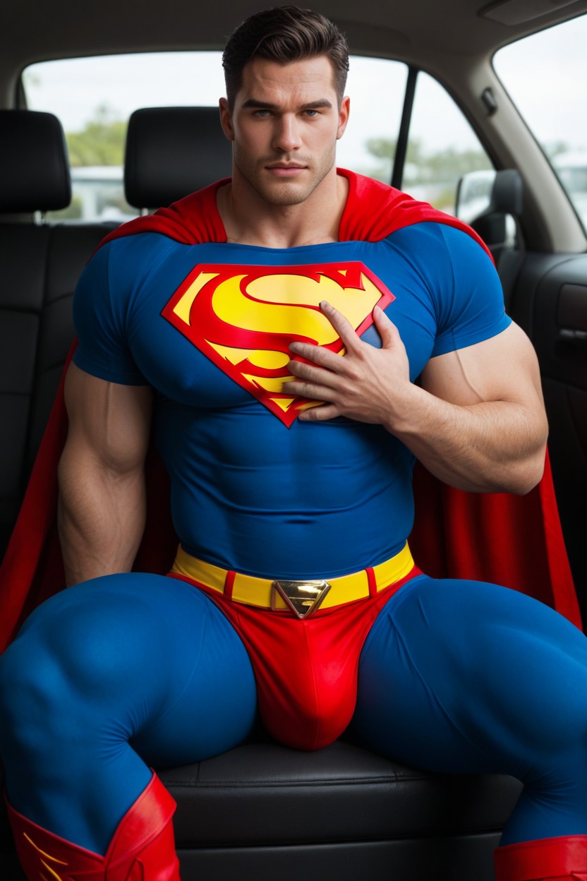 Yellow Belt, Pecs Are Hyper Boobs, Legs Spread Open AI Gay Porn