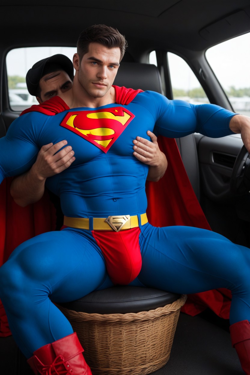Ahegao, Fully Clothed In Costume, Gigantic Bodybuilders AI Gay Porn