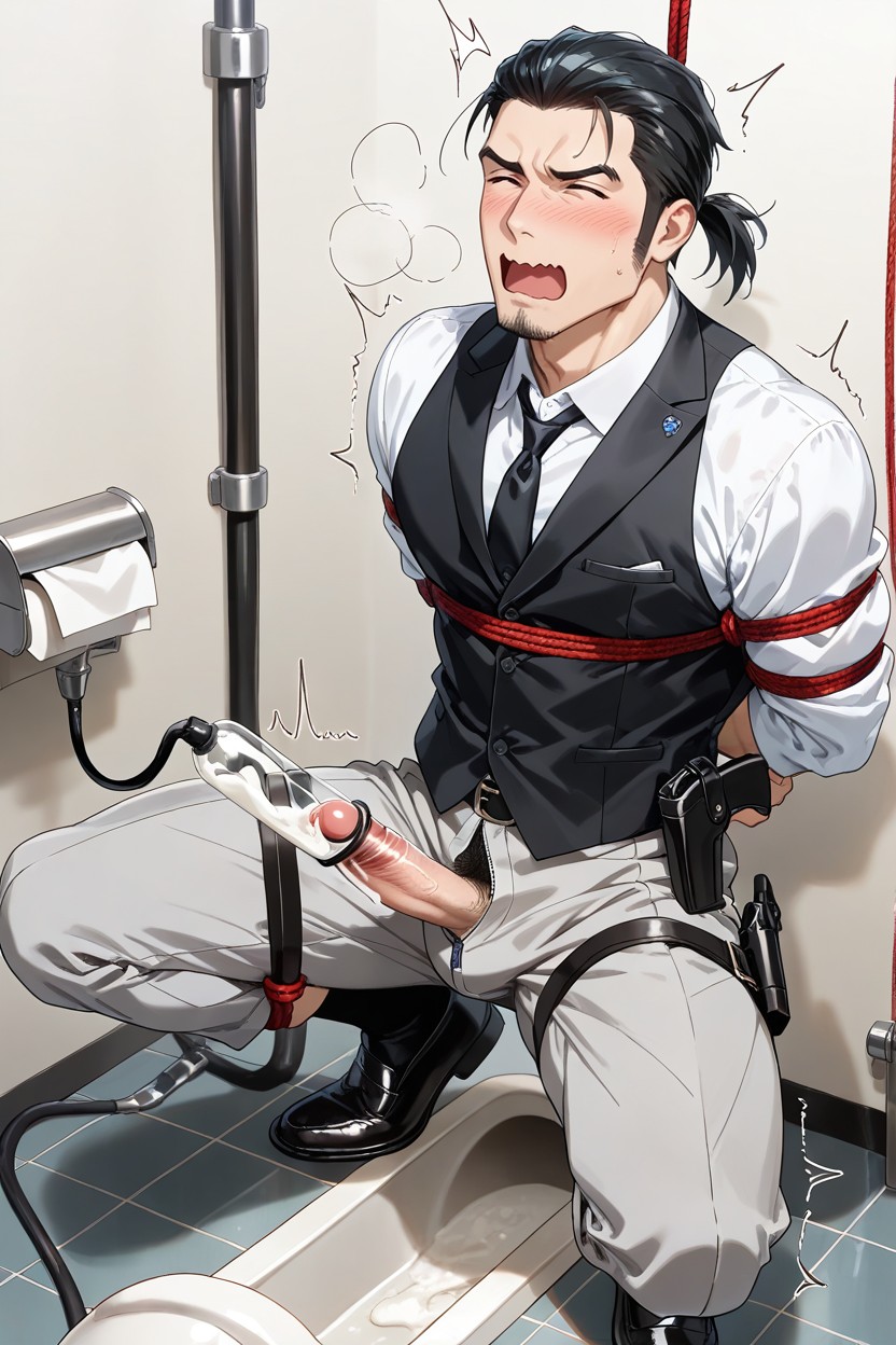 Fit, Wearing White Button Up Shirt, Gallagher From Konkani Star Rail In Bondage AI Gay Porn