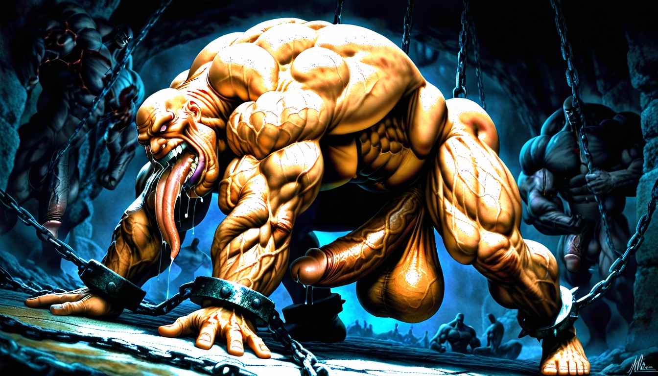 Brute Warrior, Orgy, Detailed Muscles AI Gay Porn