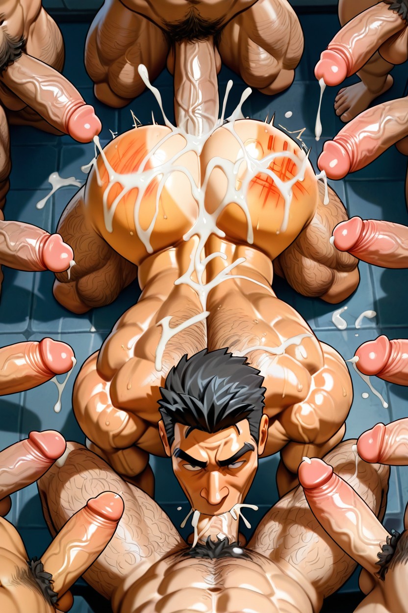Hairy Butt, Gang Bang, Muscular Body AI Gay Porn