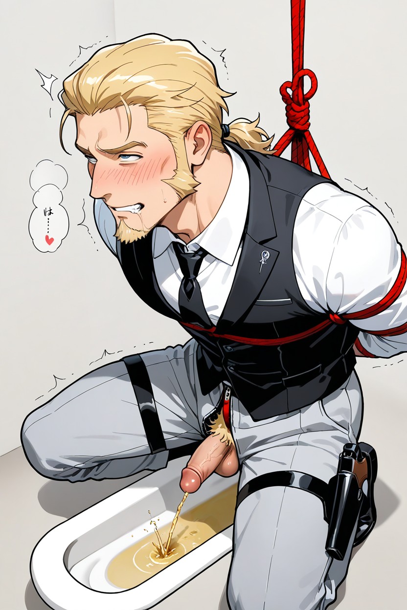 Shibari, Mutton Chops Side Burns Facial Hair, Shaking AI Gay Porn