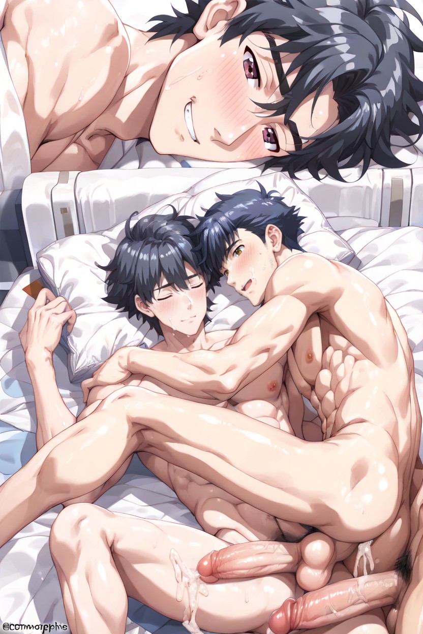 Trim Waist, Penis In Anus, Cum Dripping From Anus AI Gay Porn
