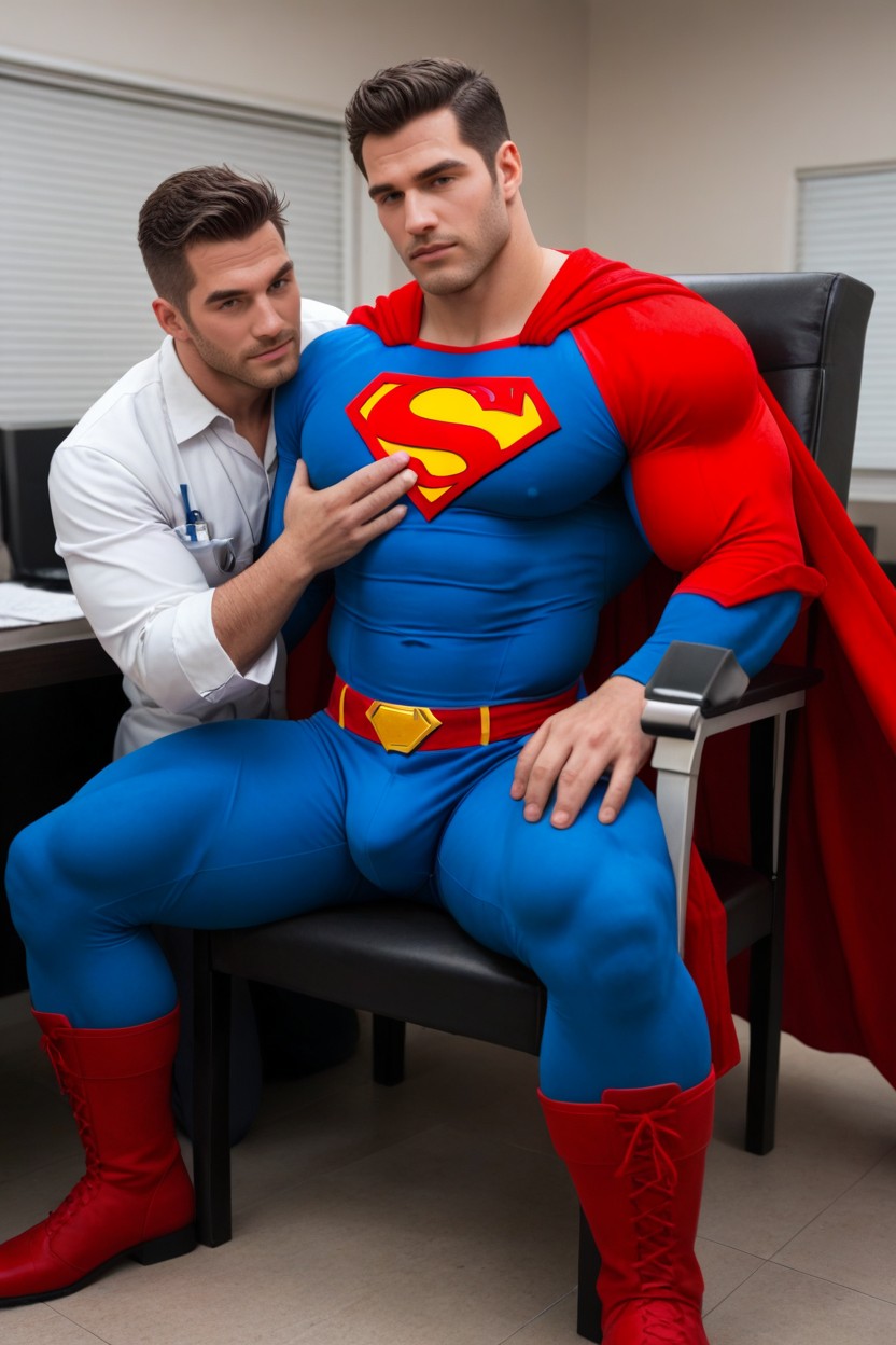 Blue Eyes With Black Hair, Superman Has Raging Erection Inside Red Briefs, More Muscles AI Gay Porn