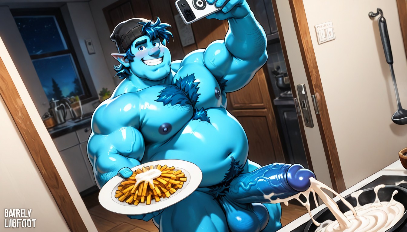 Cum On Kitchen, No Glasses, Hyper Ejaculation AI Gay Porn