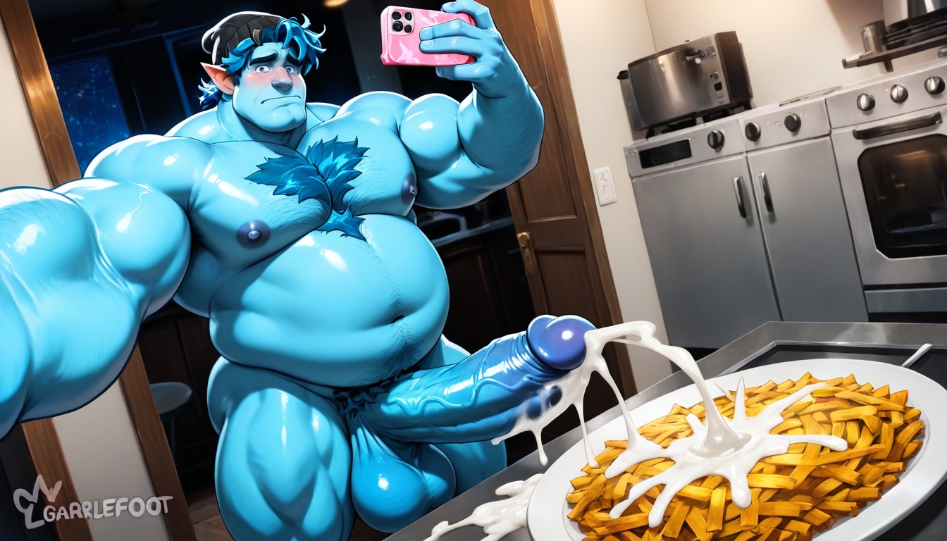 Large Cock, Cum On Food, No Glasses AI Gay Porn
