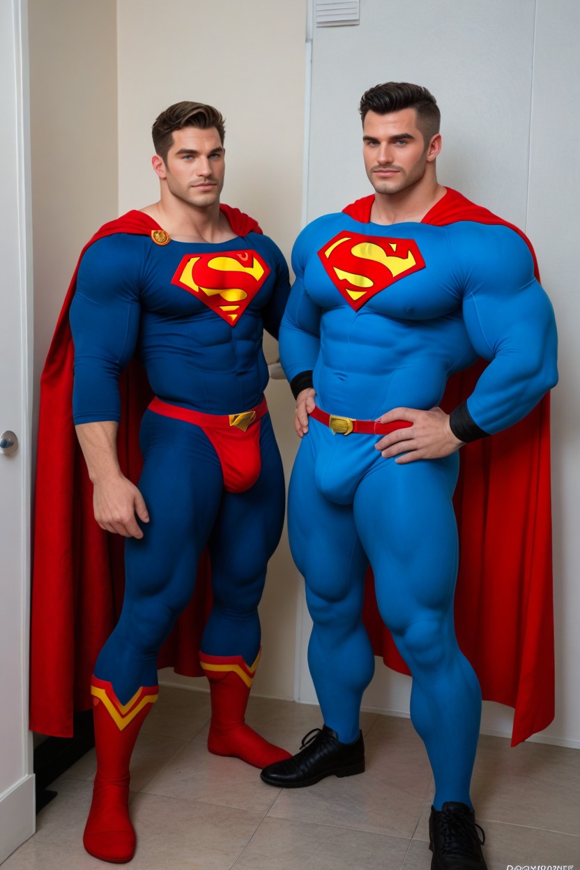 Superman Has Raging Erection Inside Red Briefs, Superman’s Head Bowed, In Heat AI Gay Porn