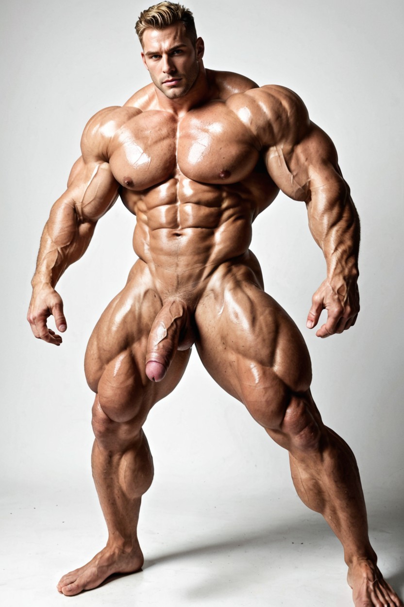 Hyper Massive Growing Pecs, Hyper Ripped Growing Muscles, Big Dick AI Gay Porn