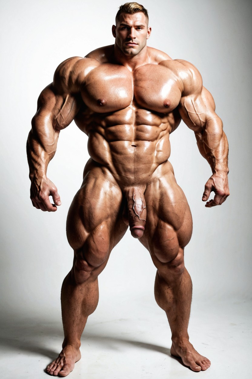 Broad Shoulders, Oiled Body, Hyper Muscular Legs AI Gay Porn