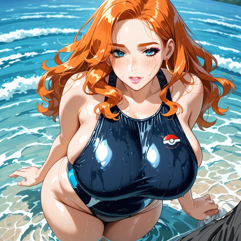 25+, Water Level At Waist, Voluptuous Curves AI Gay Porn
