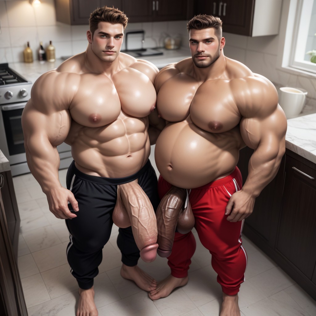 Thick Cock, Hyper Thick Cock, In A White Kitchen AI Gay Porn