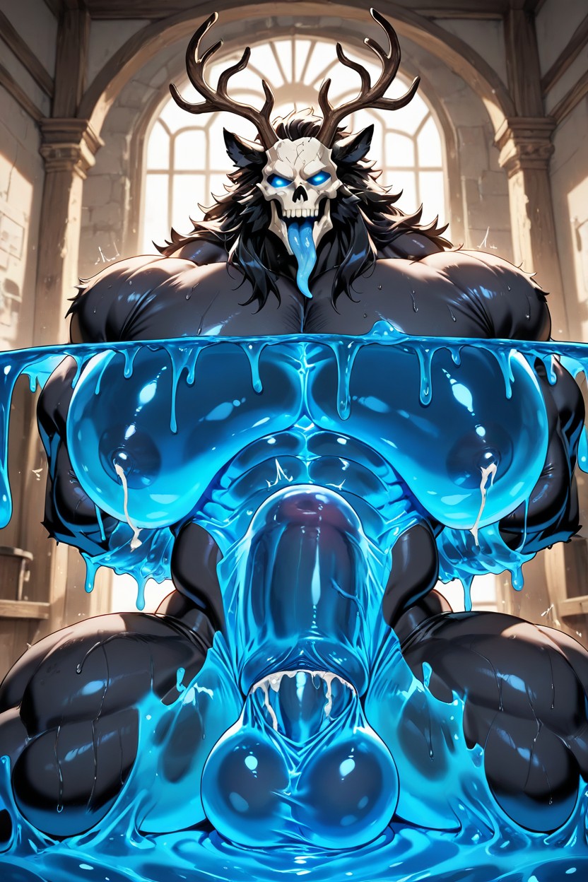 Ahegao, Black Fur, Male Face Porno gay IA