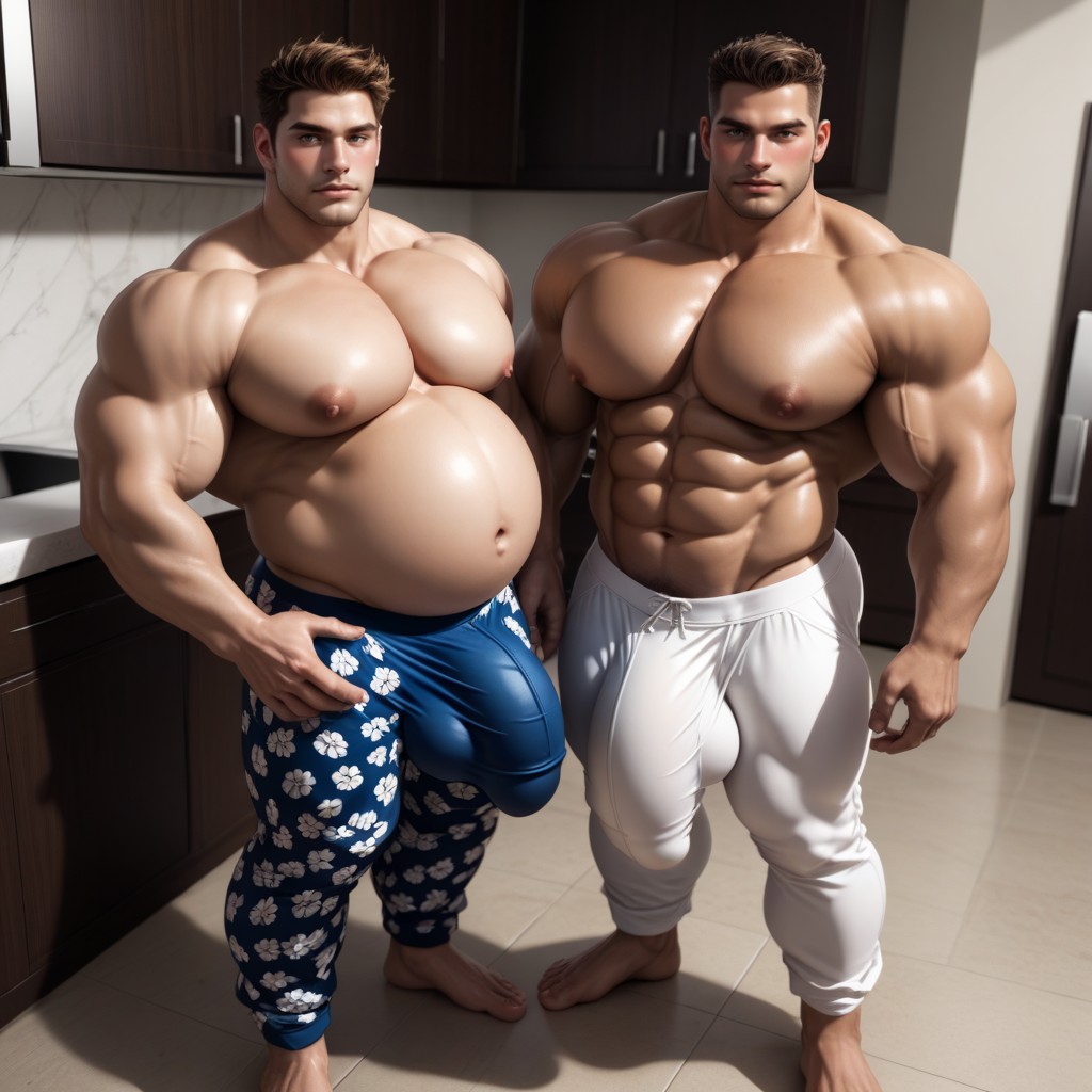 Long Fat Bulge, Touching, Thick Girthy Cock Bulge AI Gay Porn
