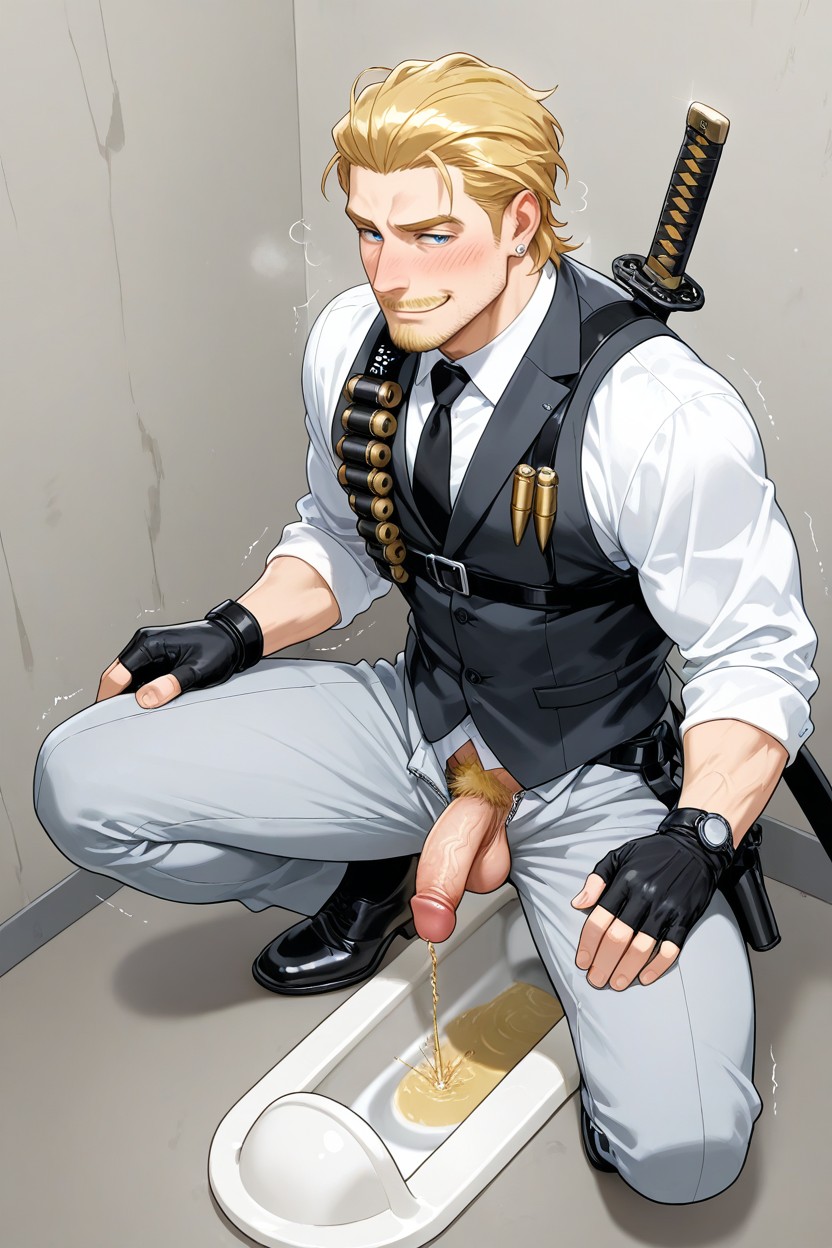 Solo, Pale Skin, Unzipped Zipper Fly On Pants AI Gay Porn