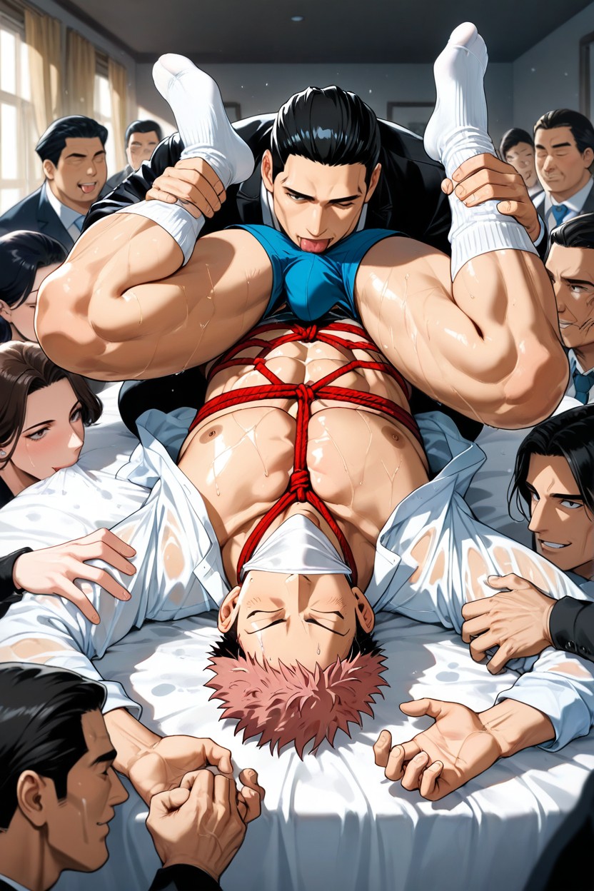 Legs Up In The Air, Masculine, Defined V-line AI Gay Porn