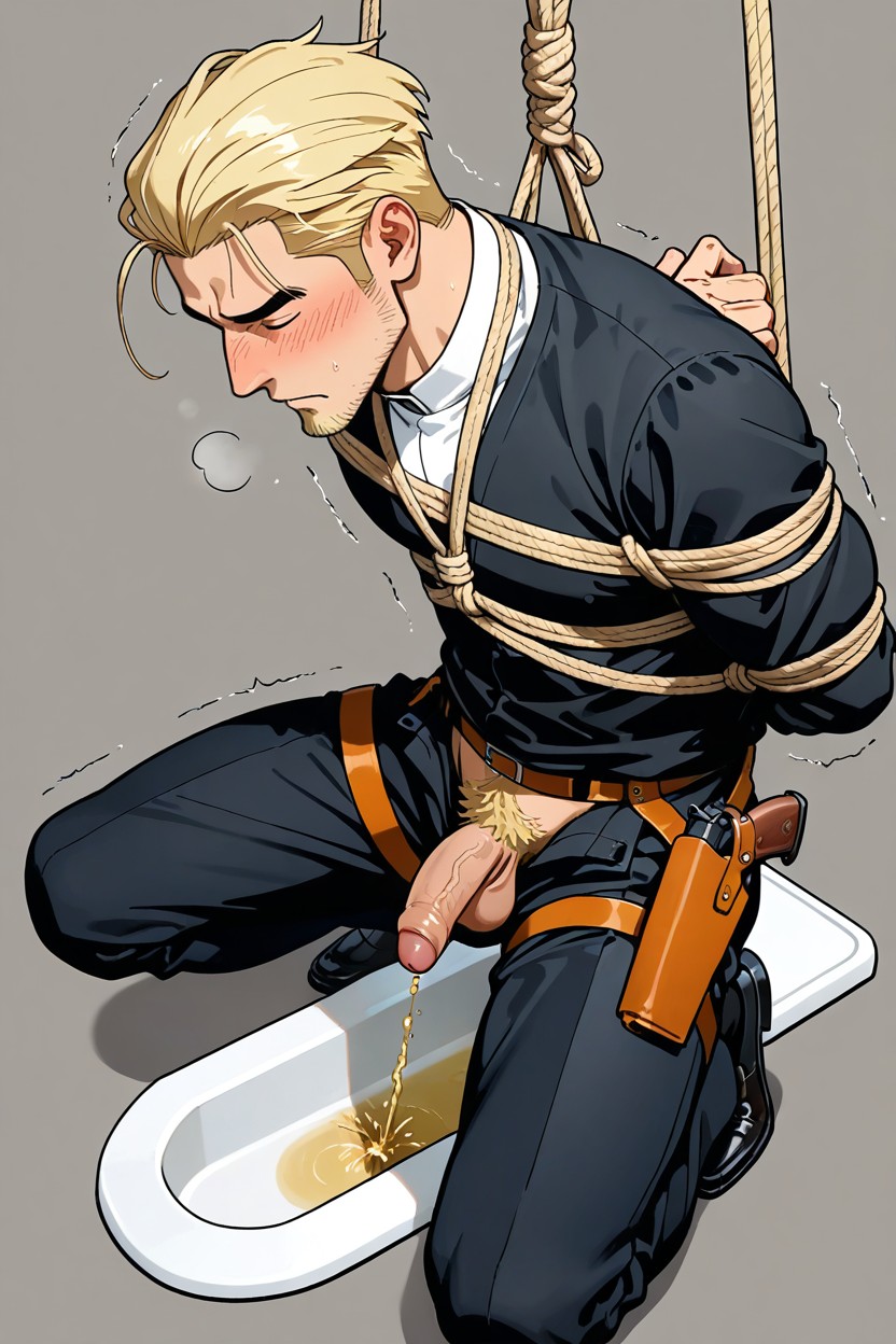 Black Smart Dress Shoes, Masculine Nose, Wearing Priest Collar AI Gay Porn