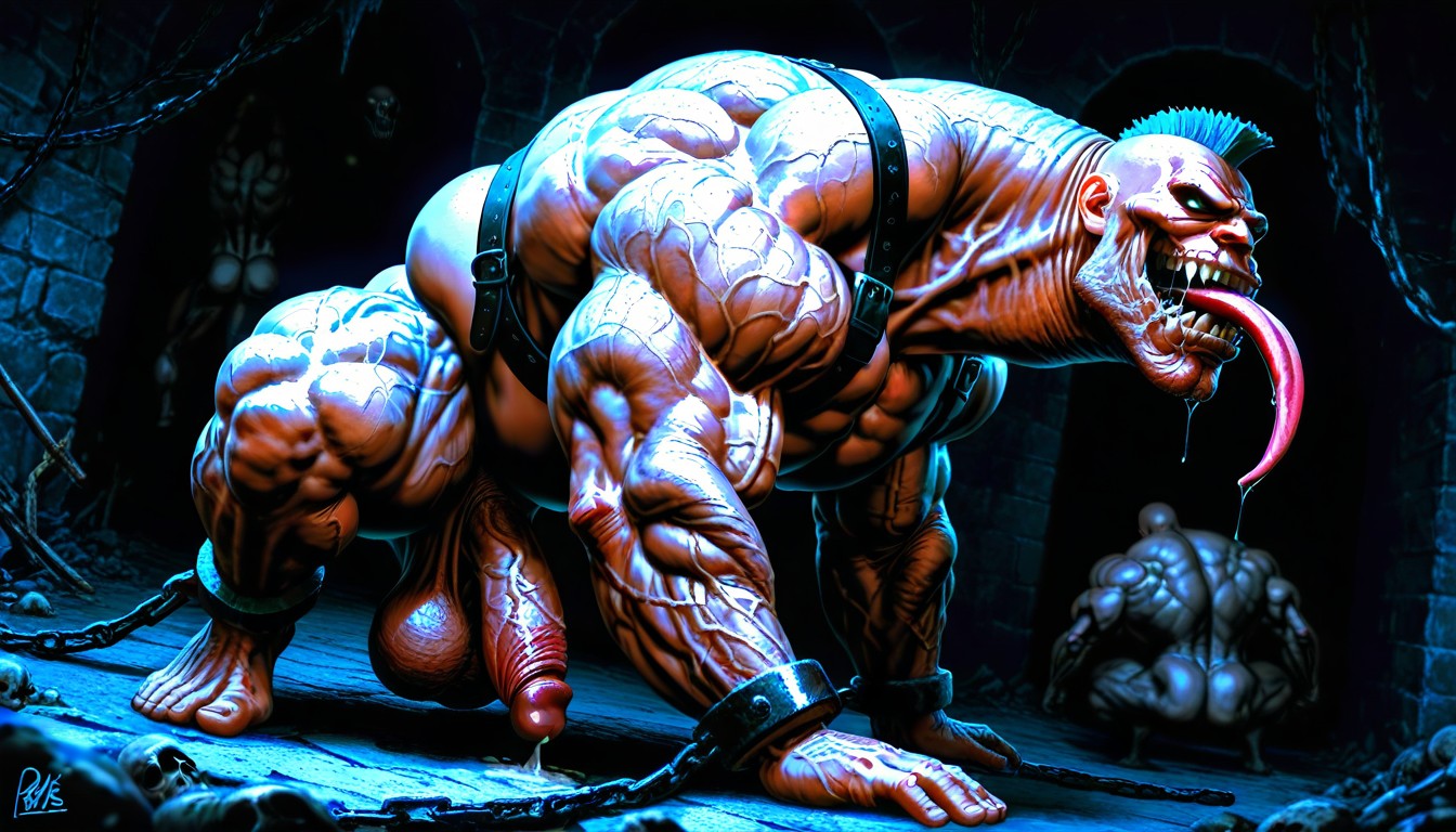 Bodybuilder, Ultra Wide Angle, Warrior AI Gay Porn