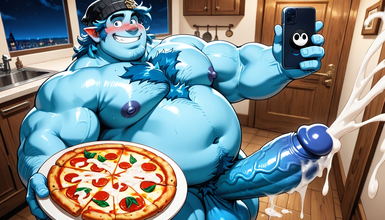 Cum On Food Plate, Chubby, Magic AI Gay Porn