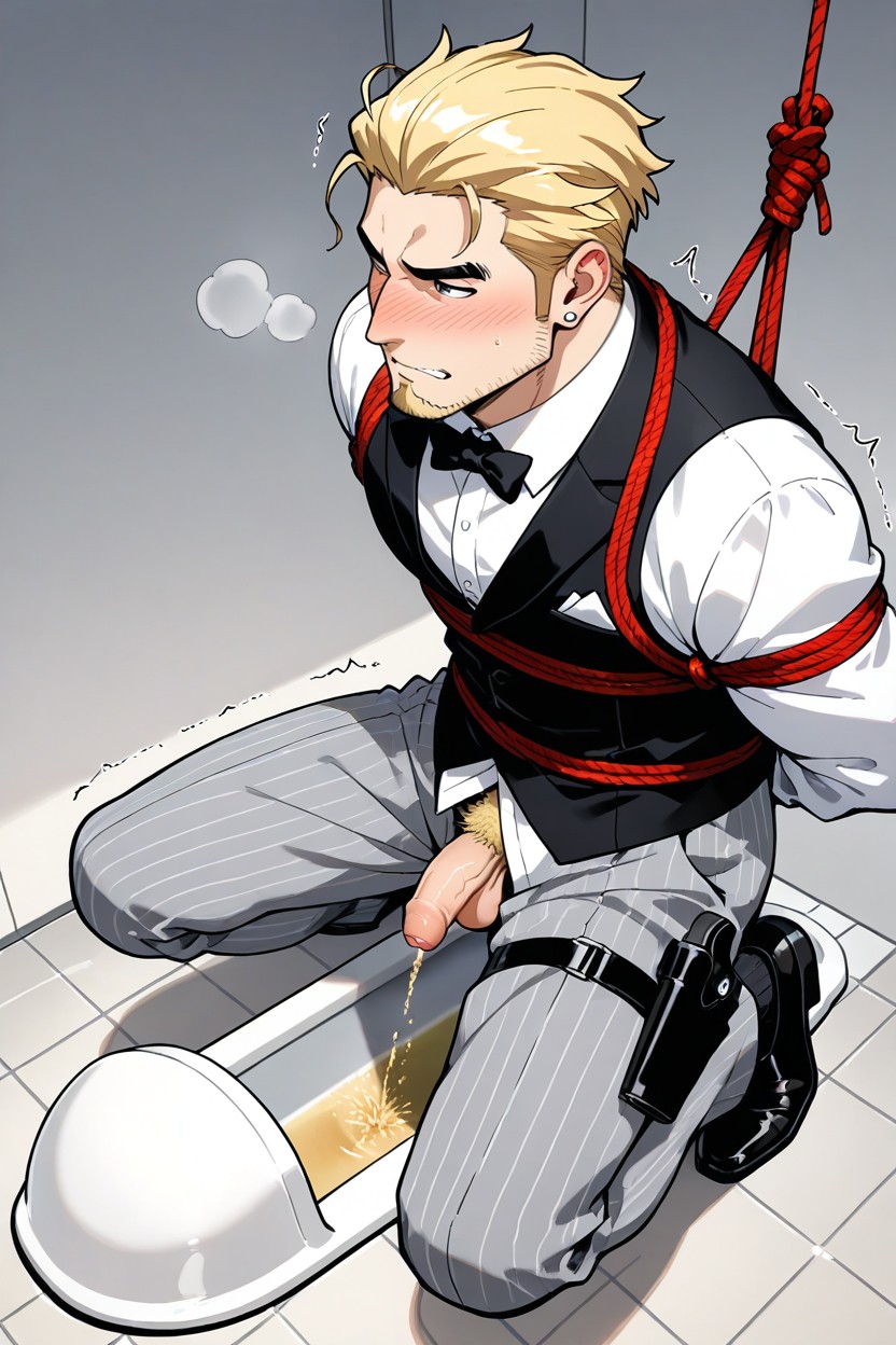 Solo, Skinny, Blonde Beard Stubble Facial Hair And Blonde Goatee AI Gay Porn