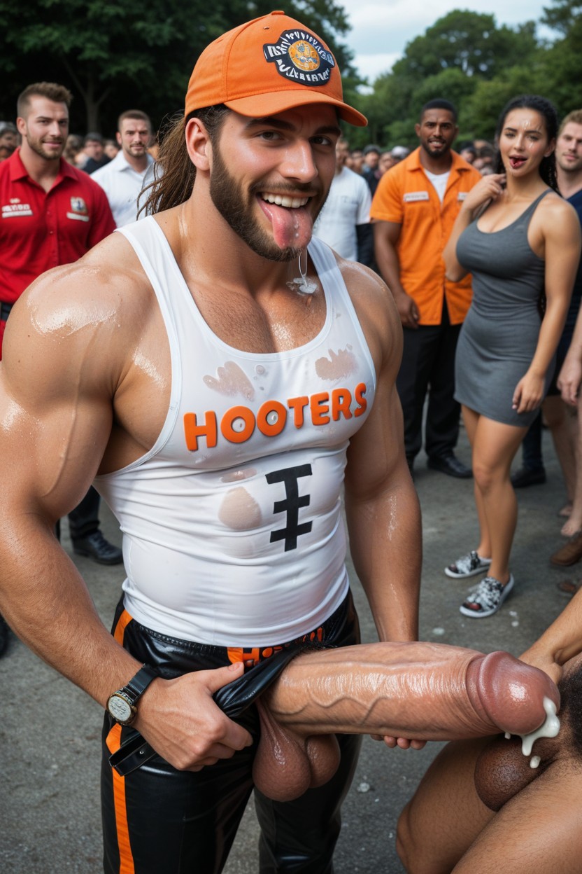 Men In Background Gather To Watch, Orgasm, Sweaty AI Gay Porn