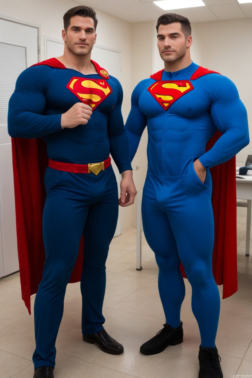 Pecs Practically Bursting Out Of Shirt, Pecs Are Hyper Boobs, Arms On Hips AI Gay Porn