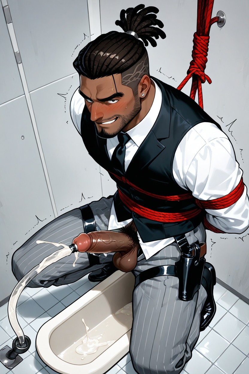 Penis Pump Milking, Small, African American Hair AI Gay Porn