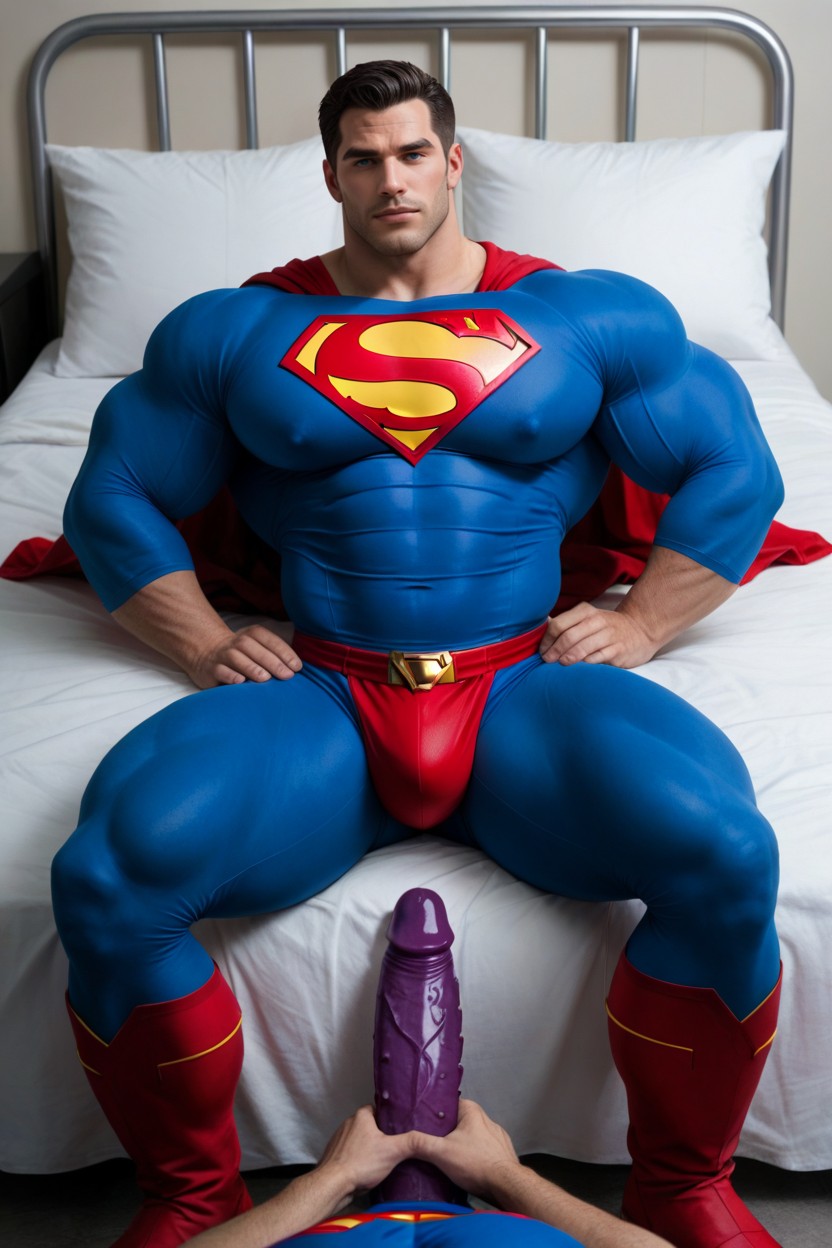 Red Boots, Bigger Pecs On Superman, Long-sleeved Blue Shirt With Red And Yellow S AI Gay Porn