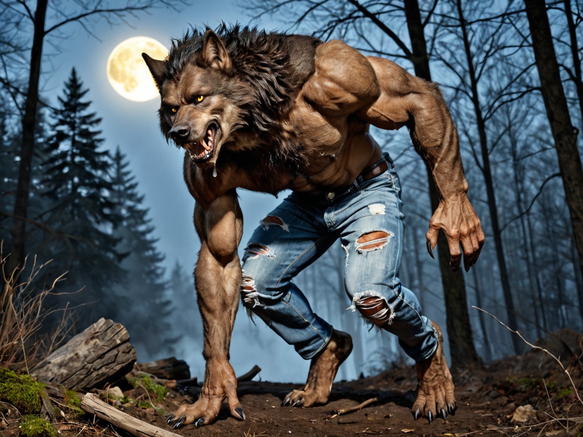 Fog In The Air, Detailed Skin Texture, Werewolf Walking On AI Gay Porn