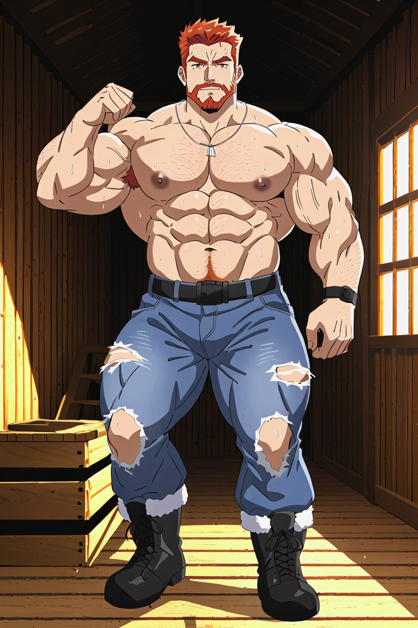 Mature And Muscular Man, Perfect Muscles, Ginger AI Gay Porn
