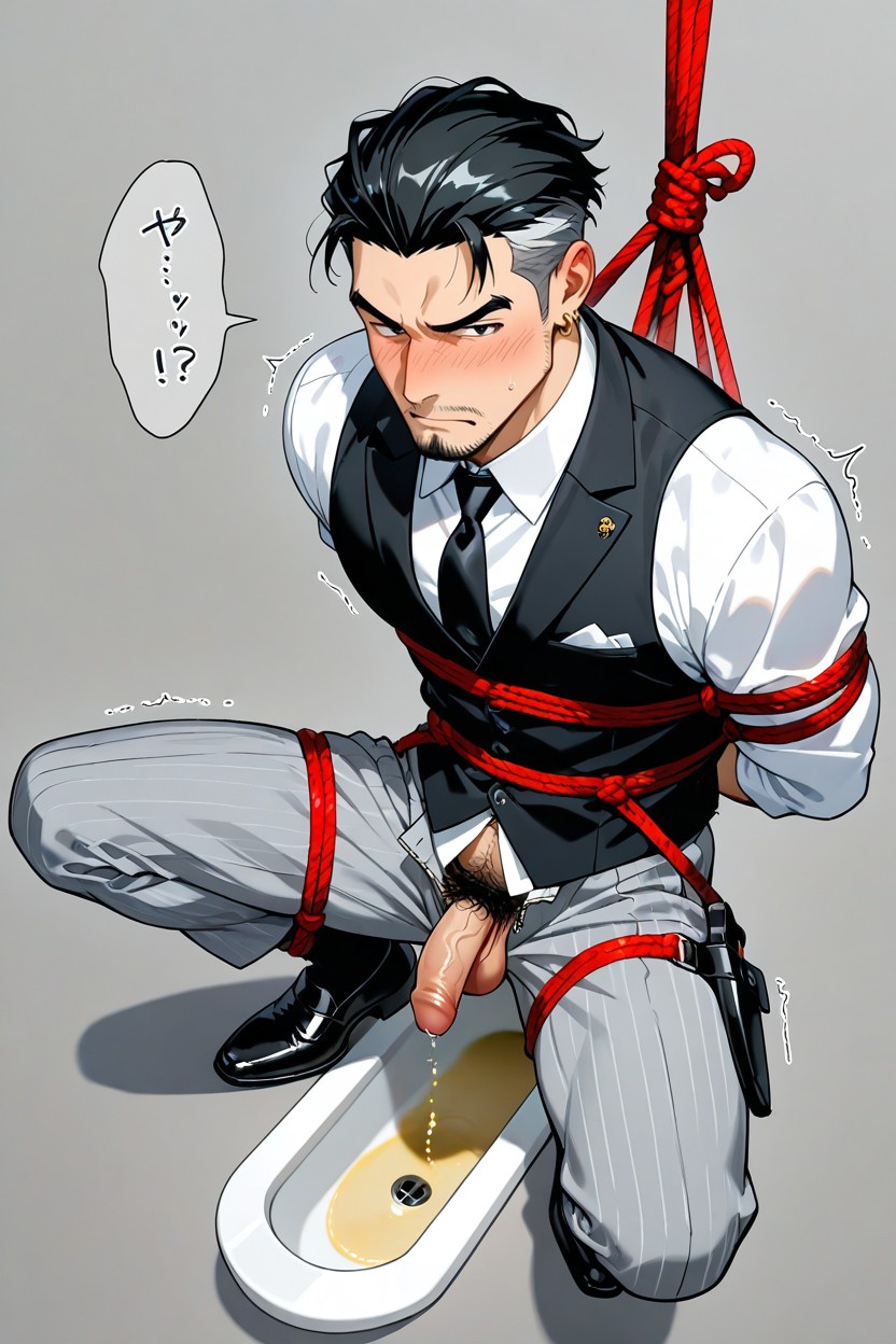 Black Waistcoat Vest, Desperate Piss, Gray Hairs Porno gay IA