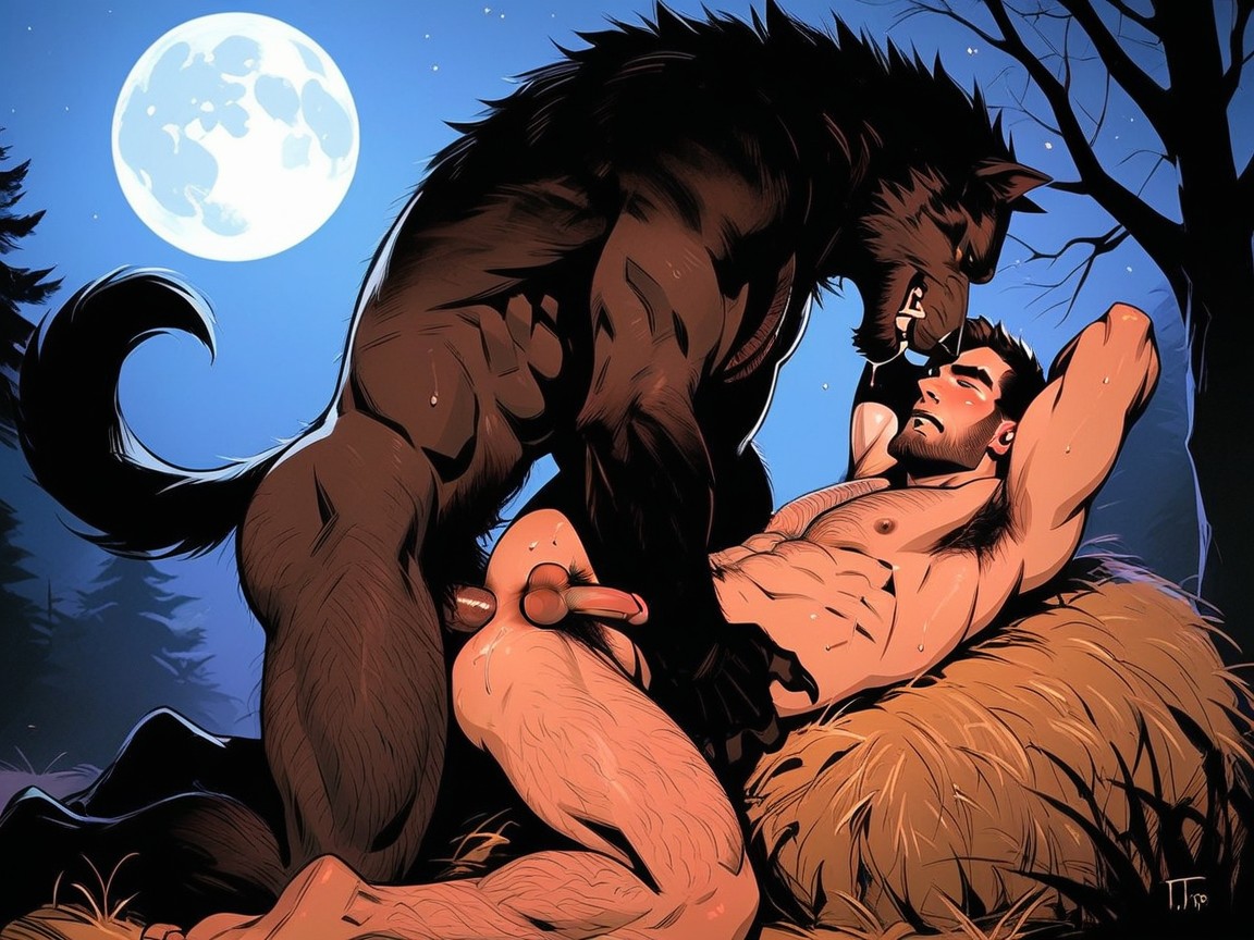 Both Are Covered In Brown Fur, Tir À La Taille, Summer Full Moon Rising Over Trees In The Distance Porno IA Gay
