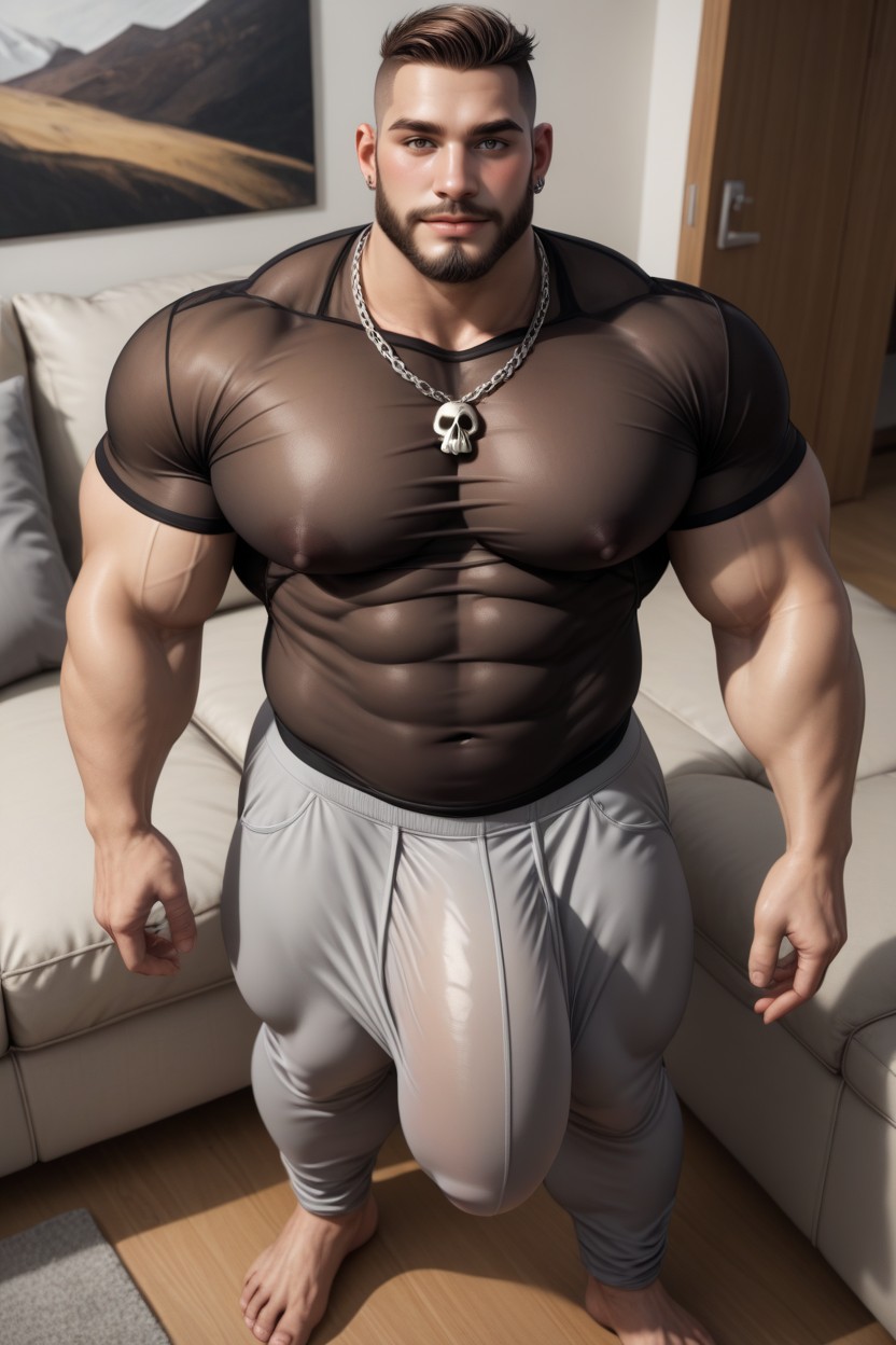 1 Person, Bulge, White And Black Furniture AI Gay Porn