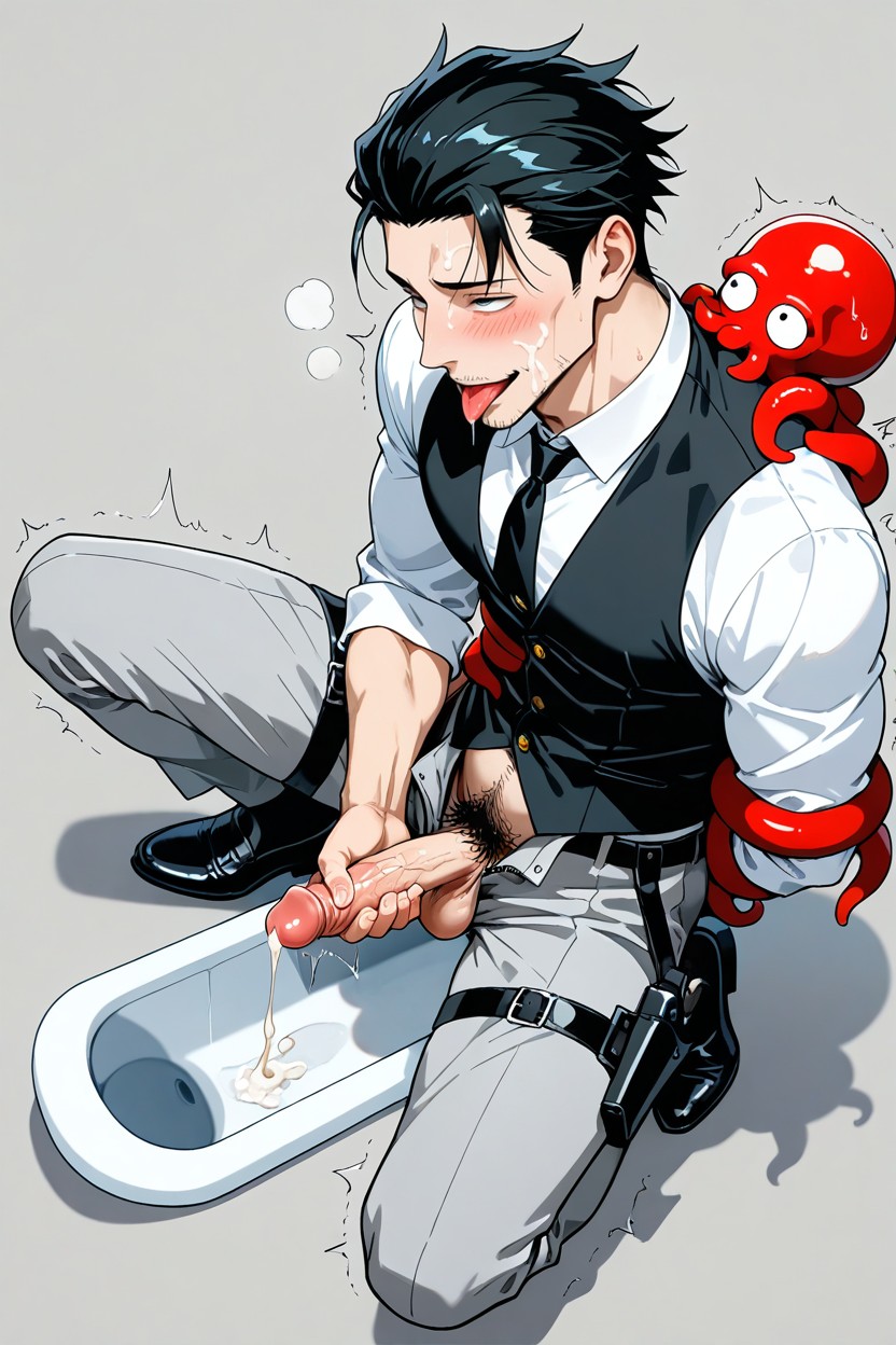 Octopus Tentacles Rubbing Cock, Ahegao, Pale Skin AI Gay Porn