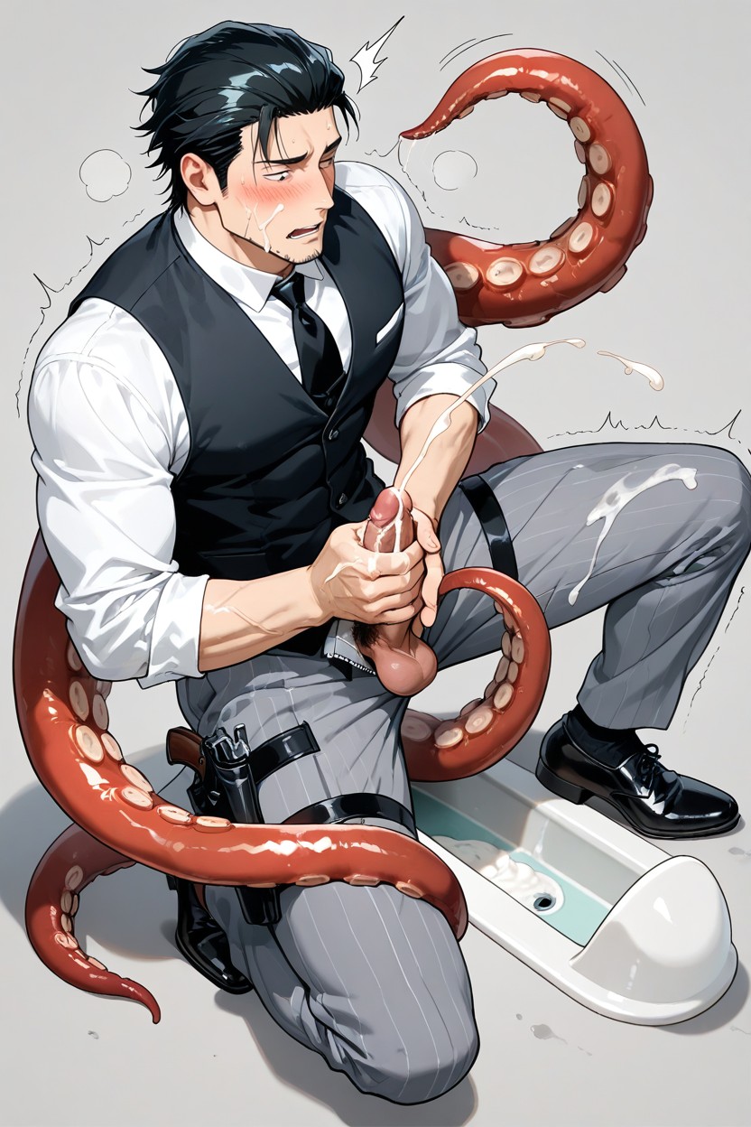 And Grey Office Pants, Octopus Tentacles Rubbing Cock, Unzipped Zipper Fly On Pants Porno gay IA