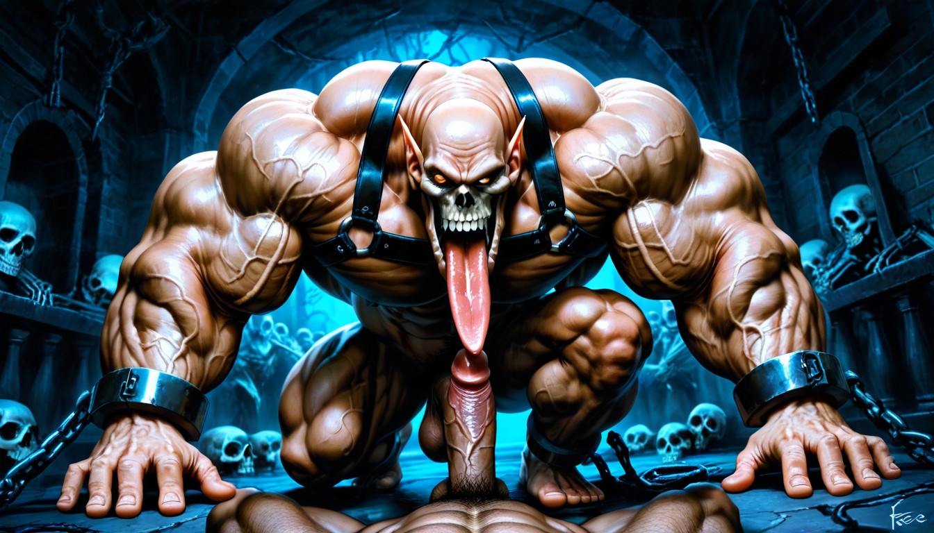 Masturbation, One Leg Bent, Horns AI Gay Porn