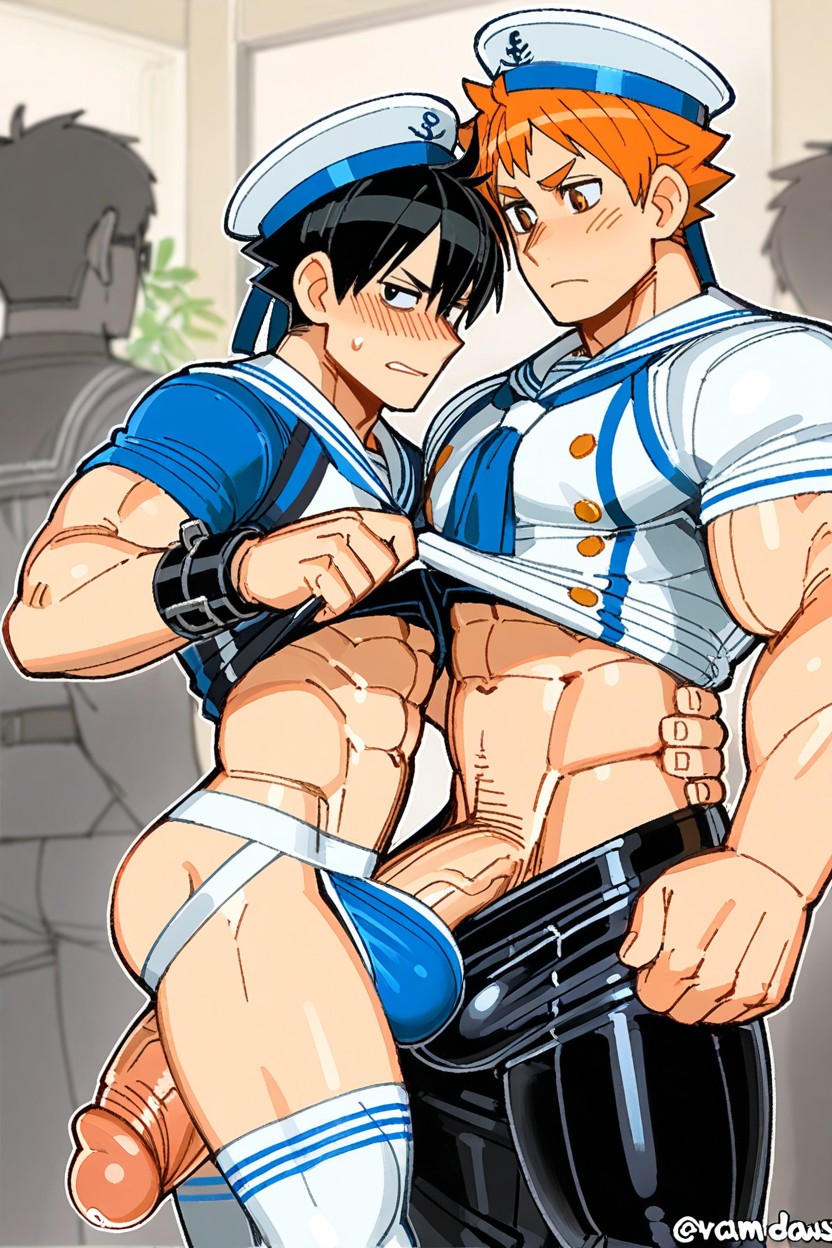 Bara, Tobio Kageyama Black Hair Guy From Haikyuu, Hinata Is Embarrassed AI Gay Porn