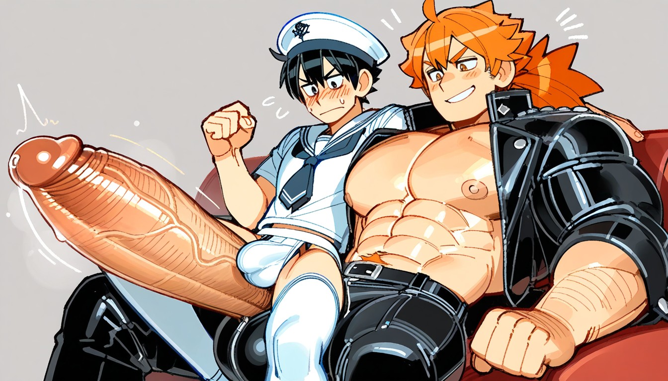 Hinata Sits On Kageyama’s Big Shiny Bulge, Long Legs, Shoyo Hinatathe Orange Hair Guy From Haikyuu Porno gay IA