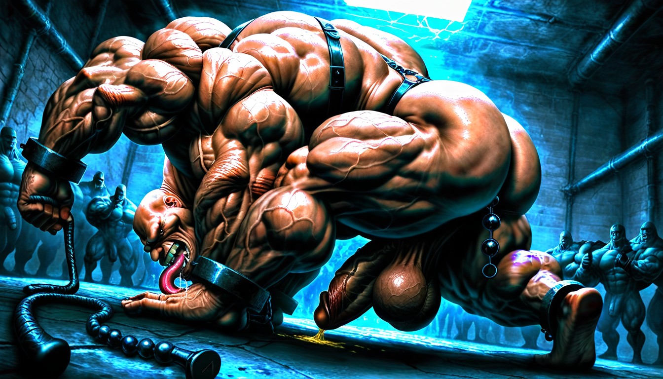 Detailed Muscles, Licking Penis, One Leg Bent KI Schwulenporno