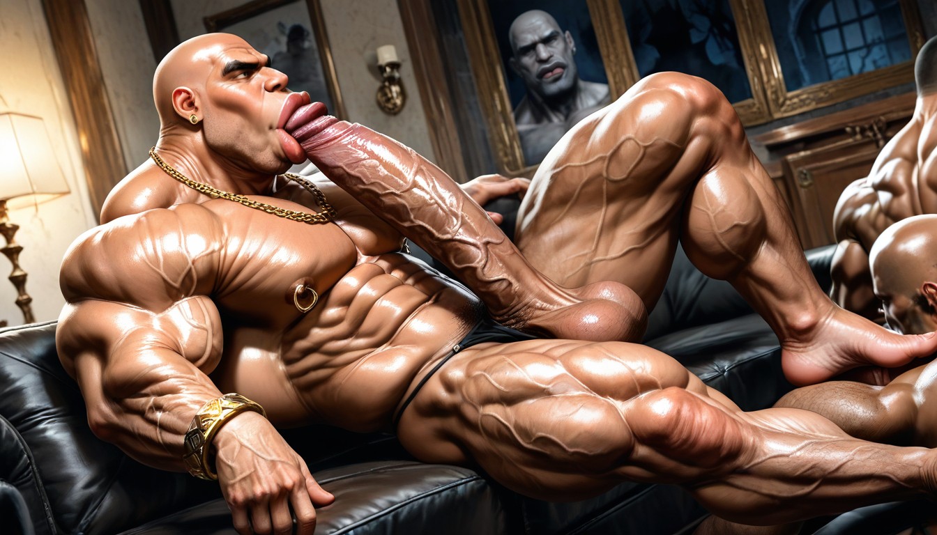 Lying Down, Bald, Golden Bracelets Porno gay IA