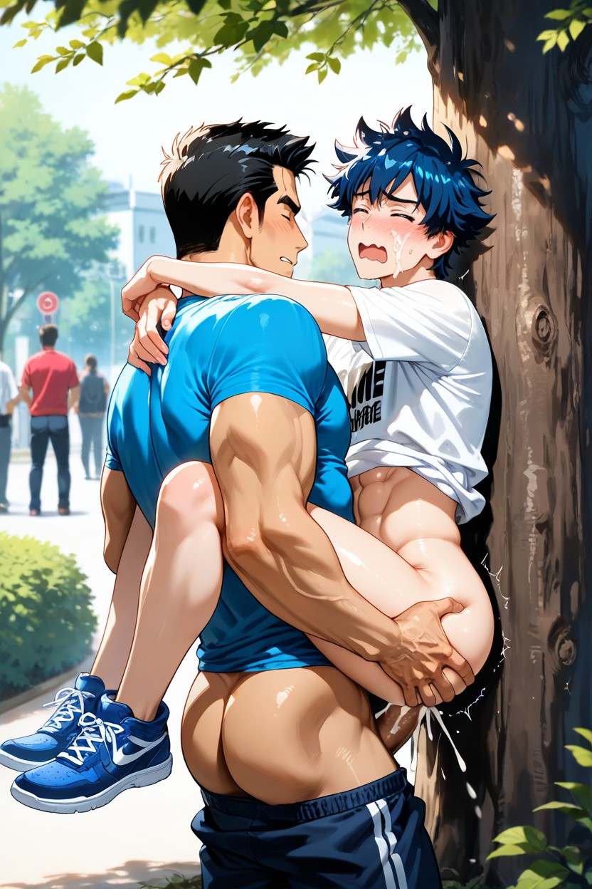 Only Men, Cum Dripping, Rear View AI Gay Porn