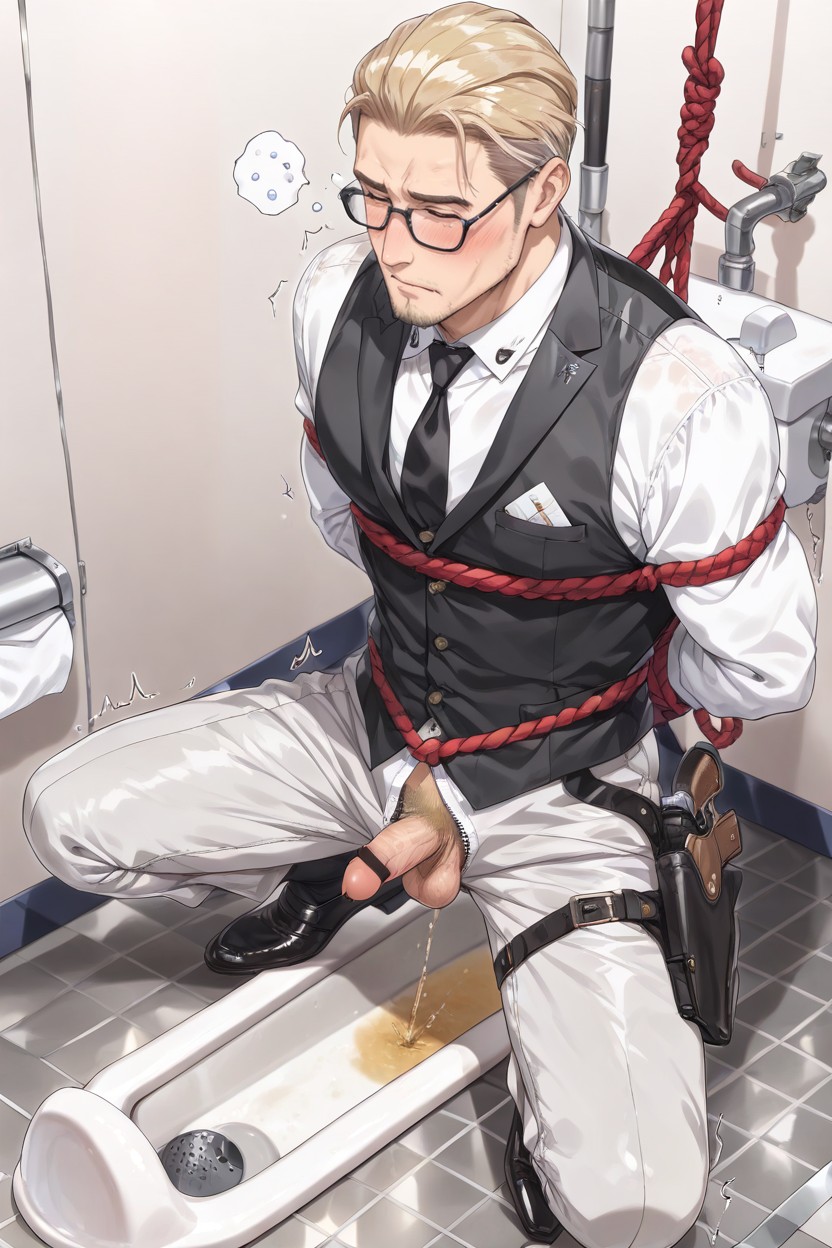 Black Necktie, Pissing Into Squat Toilet, Black Eyeglasses Porno gay IA
