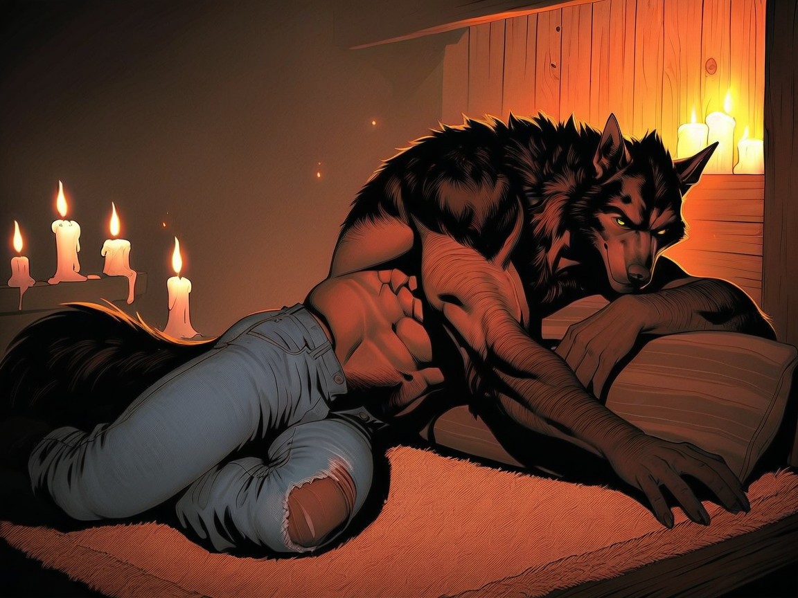 Werewolf, Werewolf Legs, Werewolf With Arm Resting Behind His Head AI Gay Porn