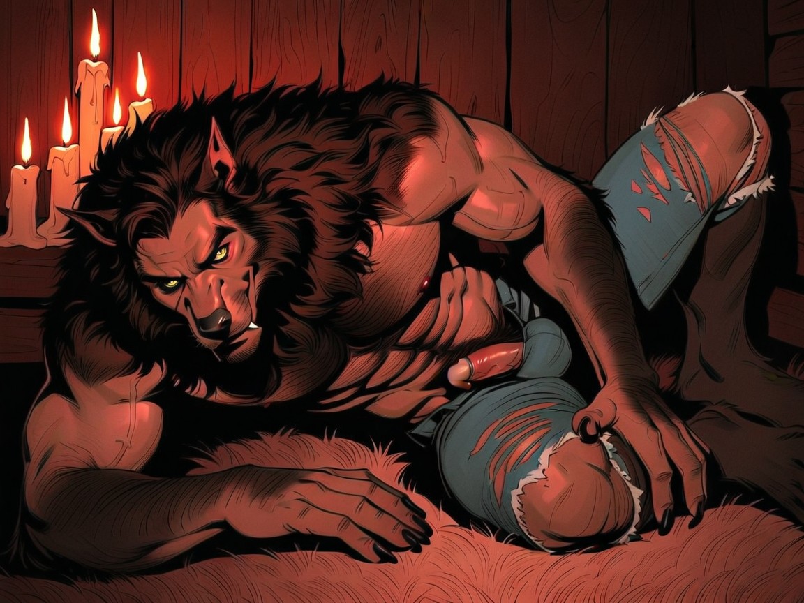 Elongated Tall Body, Werewolf Laying On A Shag Rug In Front Of A Warm Fire Place, And Moist Werewolf Cock Porno gay IA